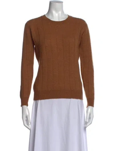 Pre-owned Saint Laurent Wool Crew Neck Sweater In Brown