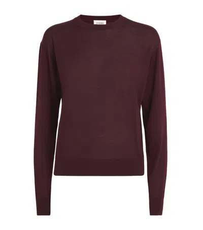 Saint Laurent Wool Crew-neck Sweater In Burgundy