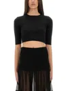 Saint Laurent Wool Cropped Top In Black