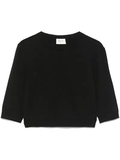 Saint Laurent Wool Cropped Top In Black