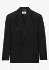 Saint Laurent Double-breasted Wool Blazer In Black
