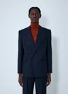 Saint Laurent Double-breasted Jacket In Wool In Blue