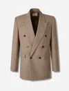 Saint Laurent Wool Double-breasted Blazer In Brown