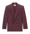 Saint Laurent Wool Double-breasted Blazer In Red