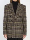 Saint Laurent Wool Double Breasted Jacket In Multi