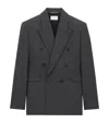 Saint Laurent Wool Double-breasted Jacket In Gray