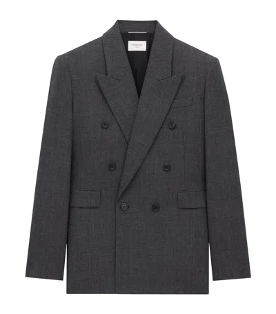 Saint Laurent Wool Double-breasted Jacket In Gray