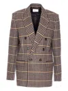 Saint Laurent Double-breasted Check Pattern Long Sleeve Jacket In Multi