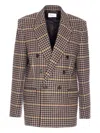 Saint Laurent Double-breasted Check Pattern Long Sleeve Jacket In Multi