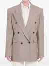 Saint Laurent Wool Doublebreasted Jacket In Pink