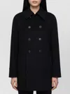 Saint Laurent Wool Double-breasted Coat In Black