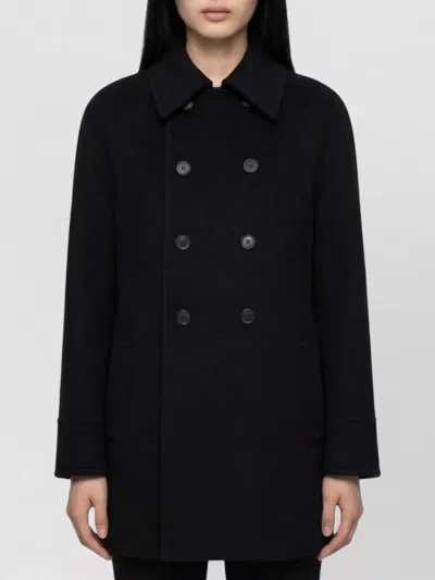 Saint Laurent Wool Double-breasted Coat In Black