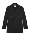 Saint Laurent Wool Double-breasted Coat In Black