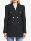 Saint Laurent Wool Doublebreasted Jacket In Black