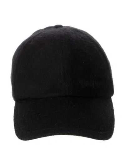 Pre-owned Saint Laurent Wool Embroidered Baseball Cap. W/tags In Black