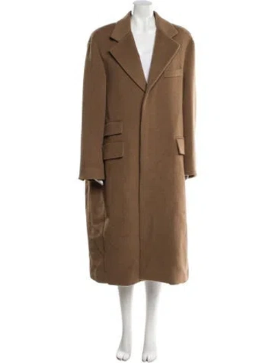Pre-owned Saint Laurent Wool Faux Fur Coat W/ Tags In Brown