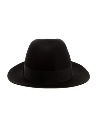 Pre-owned Saint Laurent Wool Fedora Hat W/tags In Black