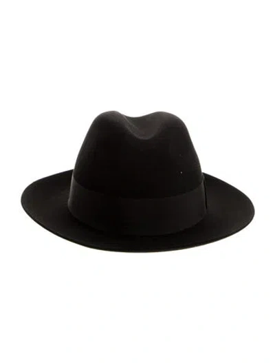 Pre-owned Saint Laurent Wool Felt Fedora W/tags In Black