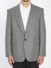 Saint Laurent Prince De Galles Wool Flannel Blazer In Black