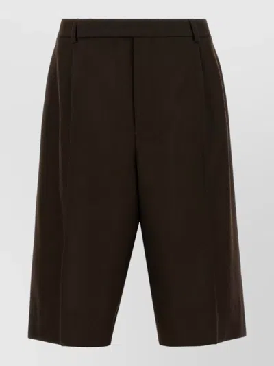 Saint Laurent Wool Flannel Mid-rise Straight-leg Bermuda Shorts In Black