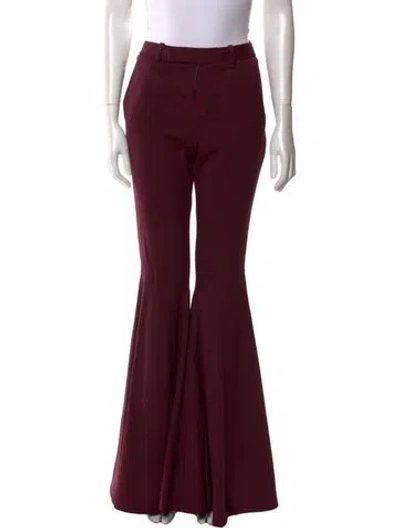 Pre-owned Saint Laurent Wool Flared Pants In Burgundy