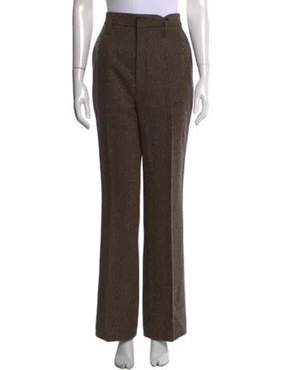 Pre-owned Saint Laurent Wool Flared Pants W/ Tags In Brown