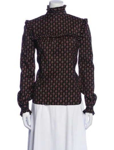 Pre-owned Saint Laurent Wool Floral Print Blouse In Multi