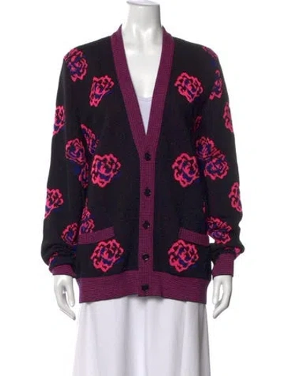 Pre-owned Saint Laurent Wool Floral Print Sweater In Black