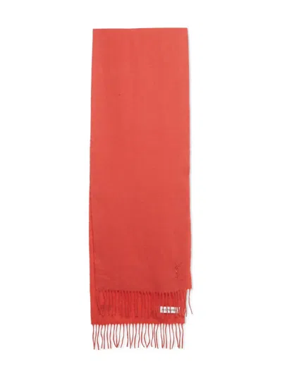 Pre-owned Saint Laurent Wool Fringe Scarf In Red