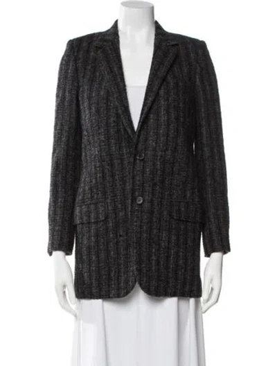 Pre-owned Saint Laurent Wool Fur Jacket In Gray