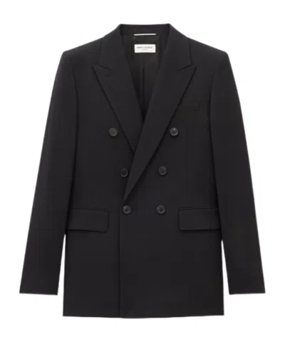 Saint Laurent Wool Gabardine Blazer In Black