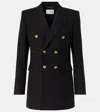 Saint Laurent Double-breasted Wool Jacket Notched Lapels In Noir