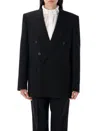 Saint Laurent Wool Gabardine Cassandre Jacket In Black
