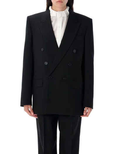 Saint Laurent Wool Gabardine Cassandre Jacket In Black