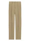 Saint Laurent Wool Gabardine High-waisted Carrot Trousers In Beige