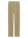 Saint Laurent Wool Gabardine High-waisted Carrot Trousers In Nude & Neutrals