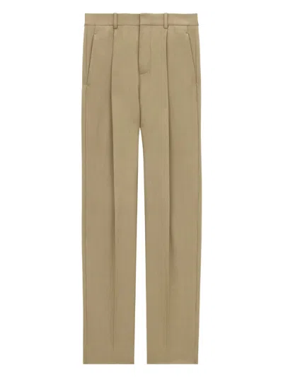 SAINT LAURENT WOOL GABARDINE HIGH-WAISTED CARROT TROUSERS