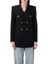 Saint Laurent Double-breasted Wool Jacket Notched Lapels In Black