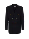 Saint Laurent Double-breasted Wool Jacket Notched Lapels In Black