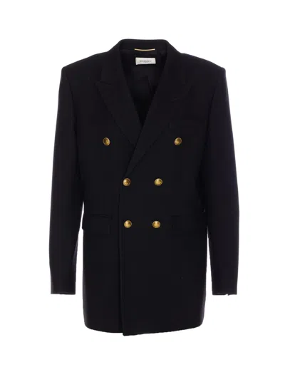 Saint Laurent Coat In Black