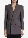 Saint Laurent Wool Gabardine Jacket In Grey