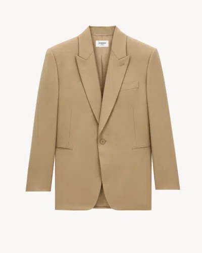 Saint Laurent Giacca In Lana Sartoriale Jackets Beige In Neutral