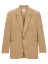 Saint Laurent Paris Men Wool Gabardine Single-breasted Jacket In Beige