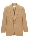 Saint Laurent Paris Men Wool Gabardine Single-breasted Jacket In Nude & Neutrals