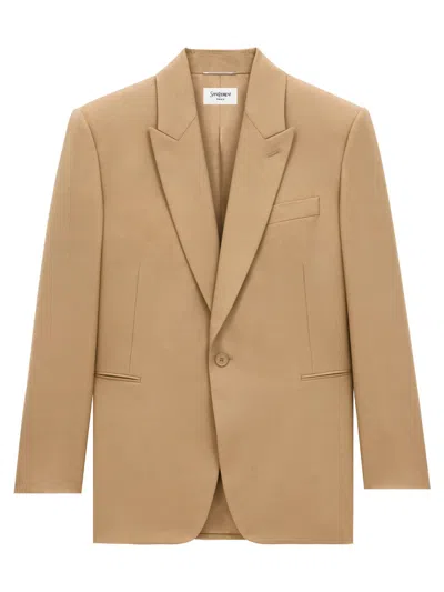 SAINT LAURENT WOOL GABARDINE SINGLE-BREASTED JACKET