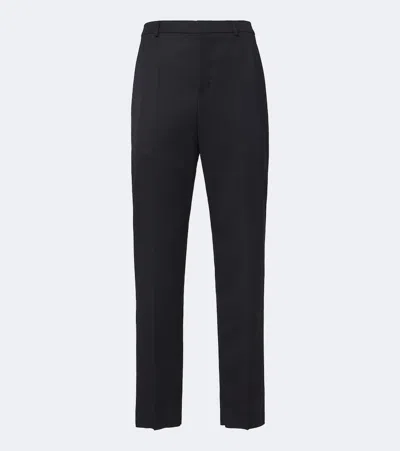 Saint Laurent Wool Gabardine Straight Pants In Blue