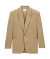 Saint Laurent Paris Men Wool Gabardine Single-breasted Jacket In Nude