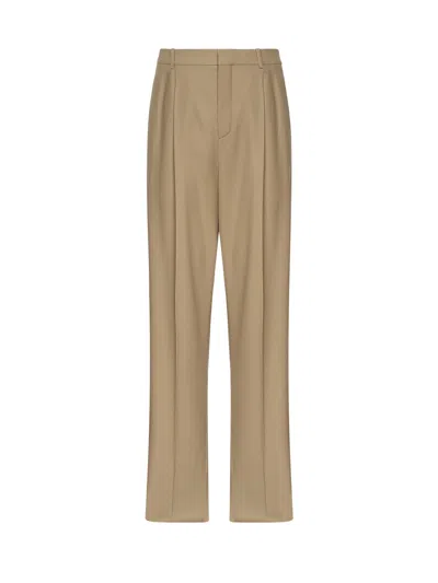 Saint Laurent Wool Gabardine Trousers In Brown