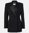 Saint Laurent Black Double-breasted Jacket With Peak Revers In Wool Woman In Black