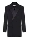 Saint Laurent Wool Grain De Poudre Jacket In Black